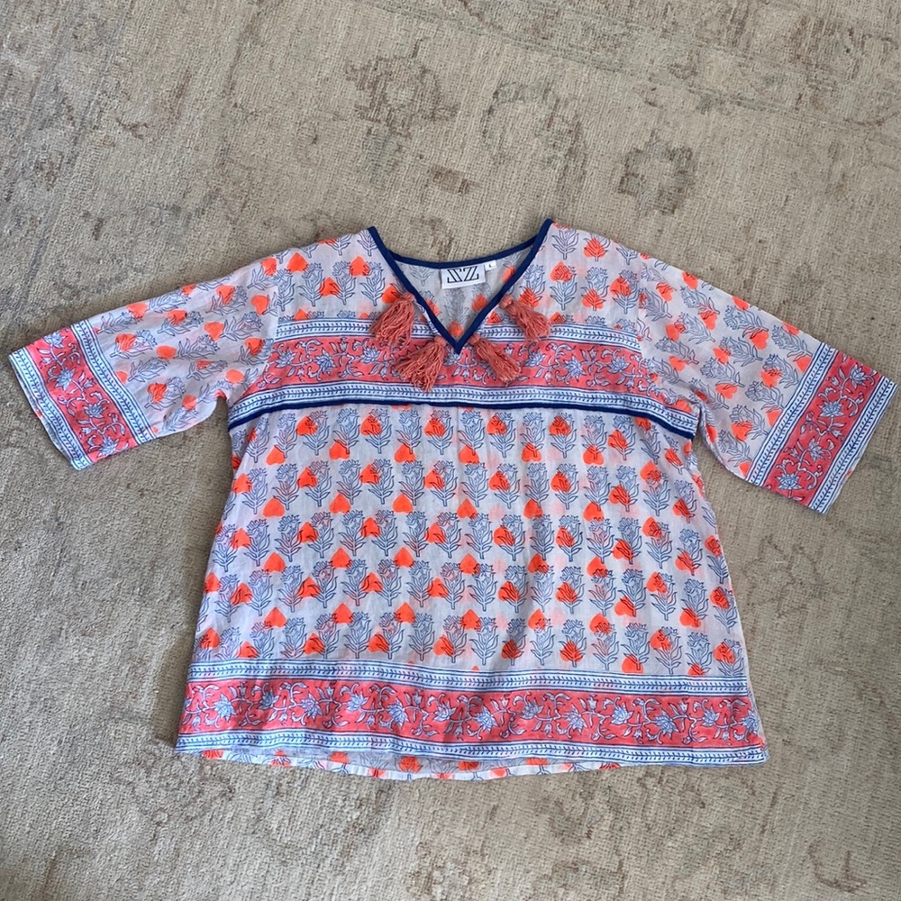 NFS COPY - Girls SZ Prints Indian block print cotton top/cover up